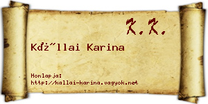 Kállai Karina névjegykártya